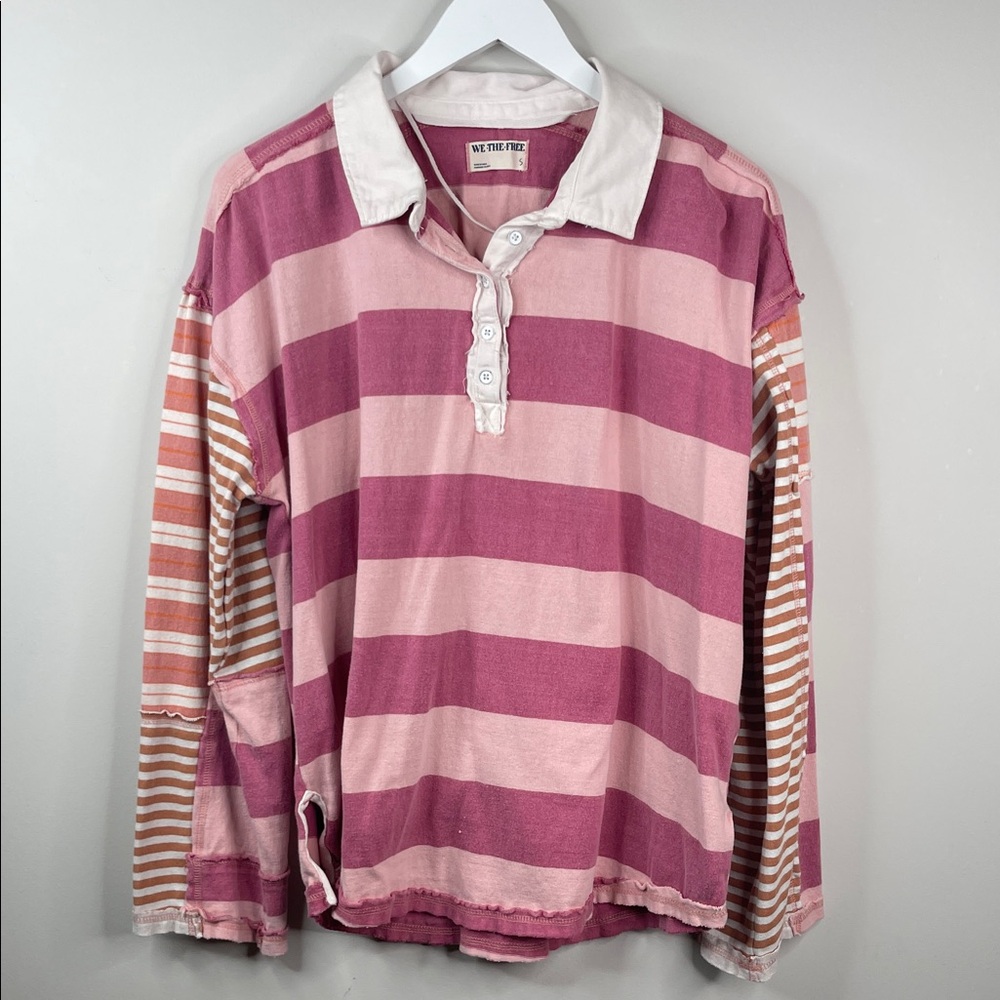 Free People Aster Stripe Tee in Farm Combo Size Small - Picture 4 of 7